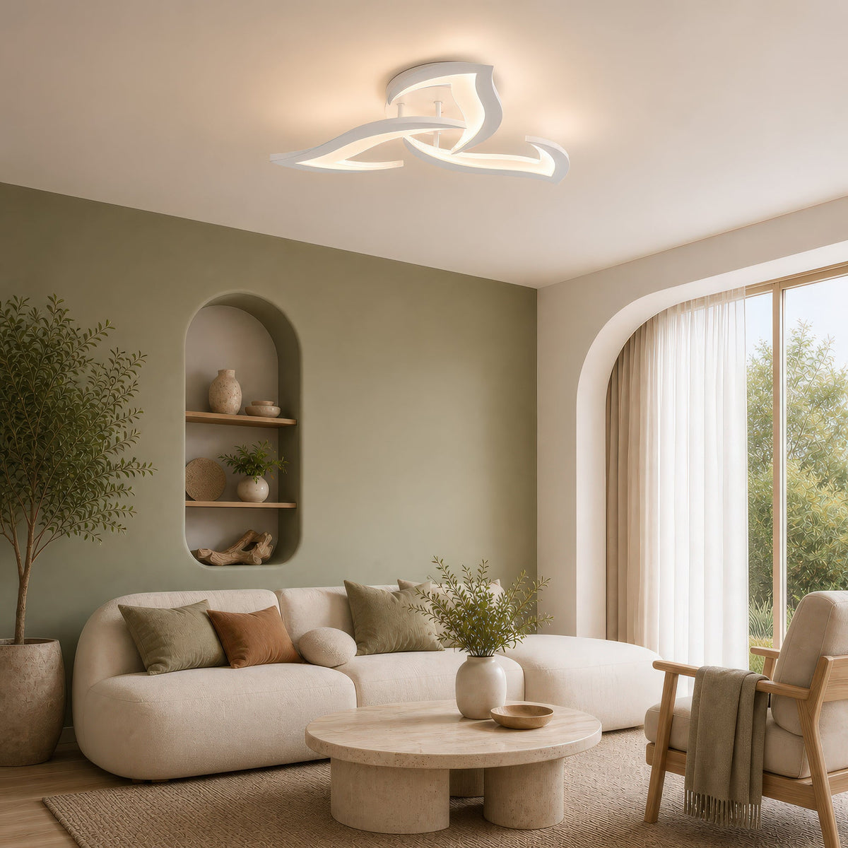 Lustra LED cu telecomanda LOTUS 32W, 3 Petale, lumina Rece/Calda/Neutra, Dimabila, Alb, imaginea 10