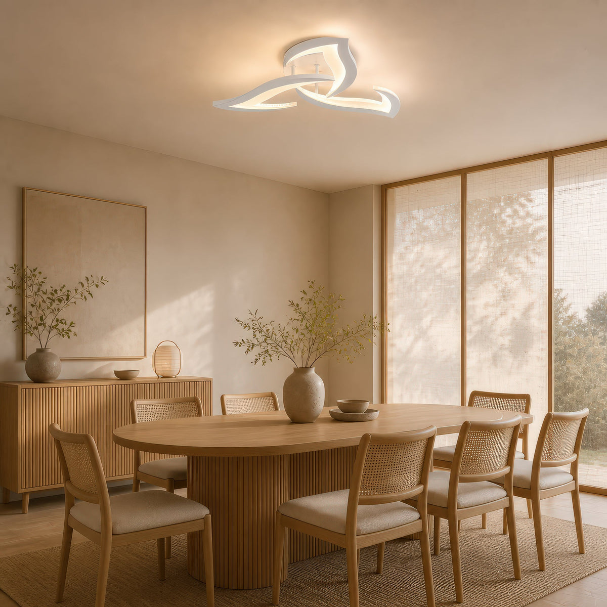 Lustra LED cu telecomanda LOTUS 32W, 3 Petale, lumina Rece/Calda/Neutra, Dimabila, Alb, imaginea 11