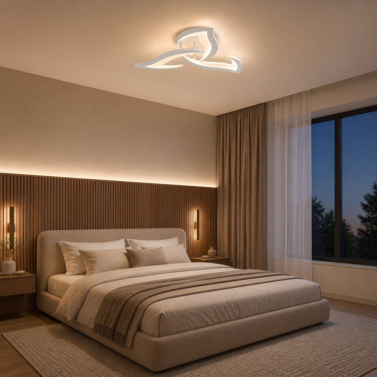 Lustra LED cu telecomanda LOTUS 32W, 3 Petale, lumina Rece/Calda/Neutra, Dimabila, Alb, imaginea 12