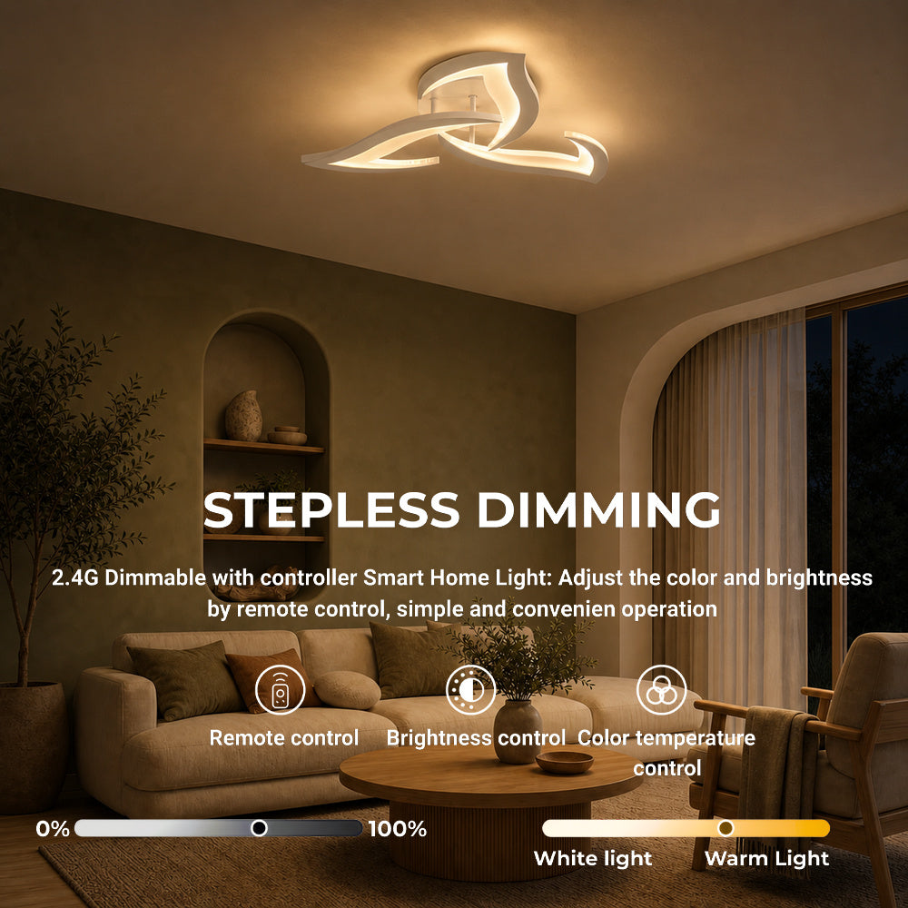 Lustra LED cu telecomanda LOTUS 32W, 3 Petale, lumina Rece/Calda/Neutra, Dimabila, Alb, imaginea 4