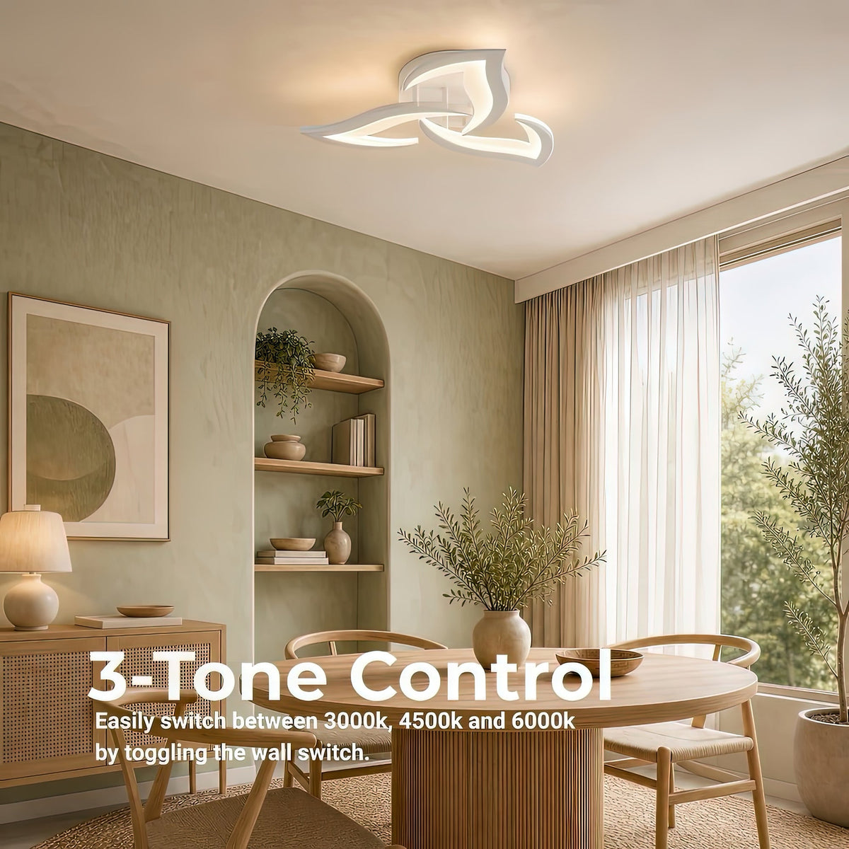 Lustra LED cu telecomanda LOTUS 32W, 3 Petale, lumina Rece/Calda/Neutra, Dimabila, Alb, imaginea 5