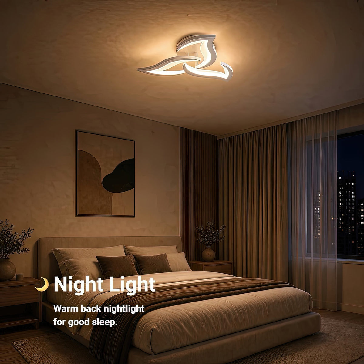 Lustra LED cu telecomanda LOTUS 32W, 3 Petale, lumina Rece/Calda/Neutra, Dimabila, Alb, imaginea 6
