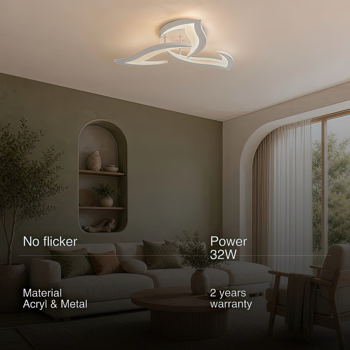 Lustra LED cu telecomanda LOTUS 32W, 3 Petale, lumina Rece/Calda/Neutra, Dimabila, Alb, imaginea 8