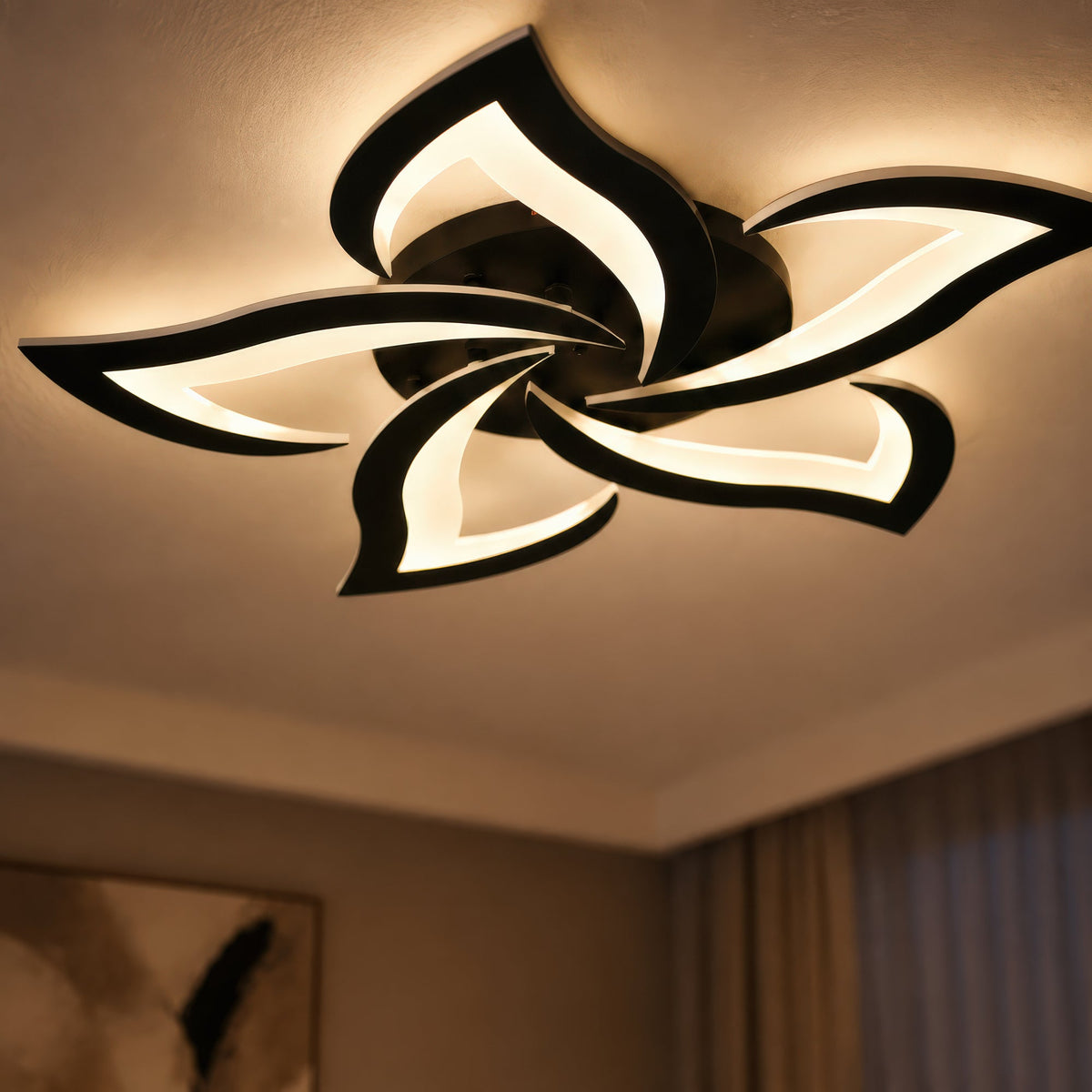 Lustra LED cu Telecomanda LT660/5BK, 5 Elemente, 55W, Lumina 3000/4000/6000K, Negru, imaginea 2