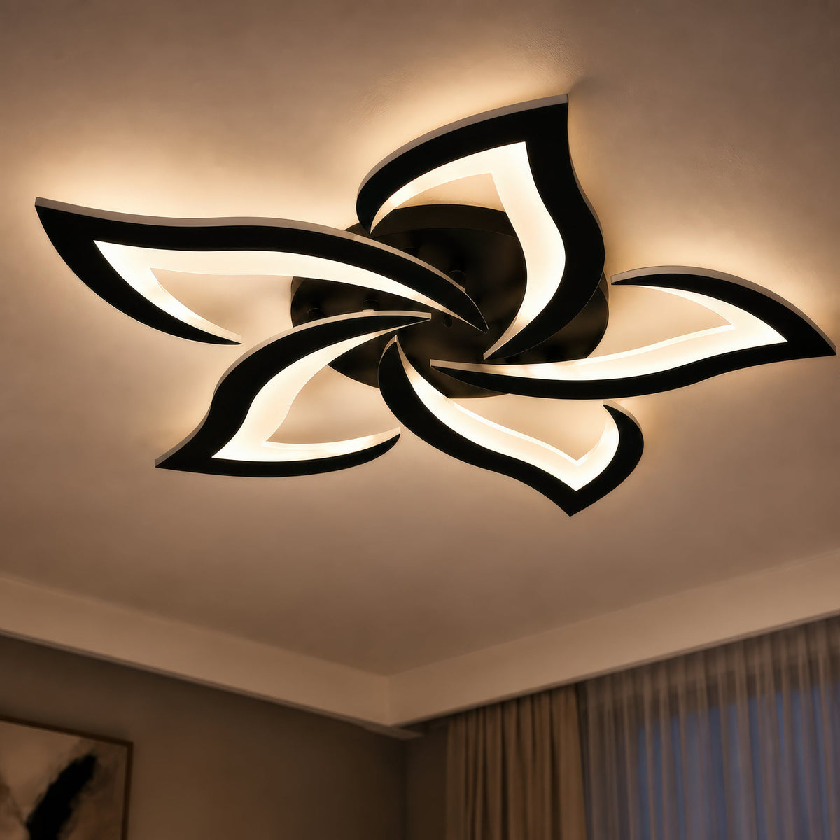 Lustra LED cu Telecomanda LT660/5BK, 5 Elemente, 55W, Lumina 3000/4000/6000K, Negru, imaginea 9