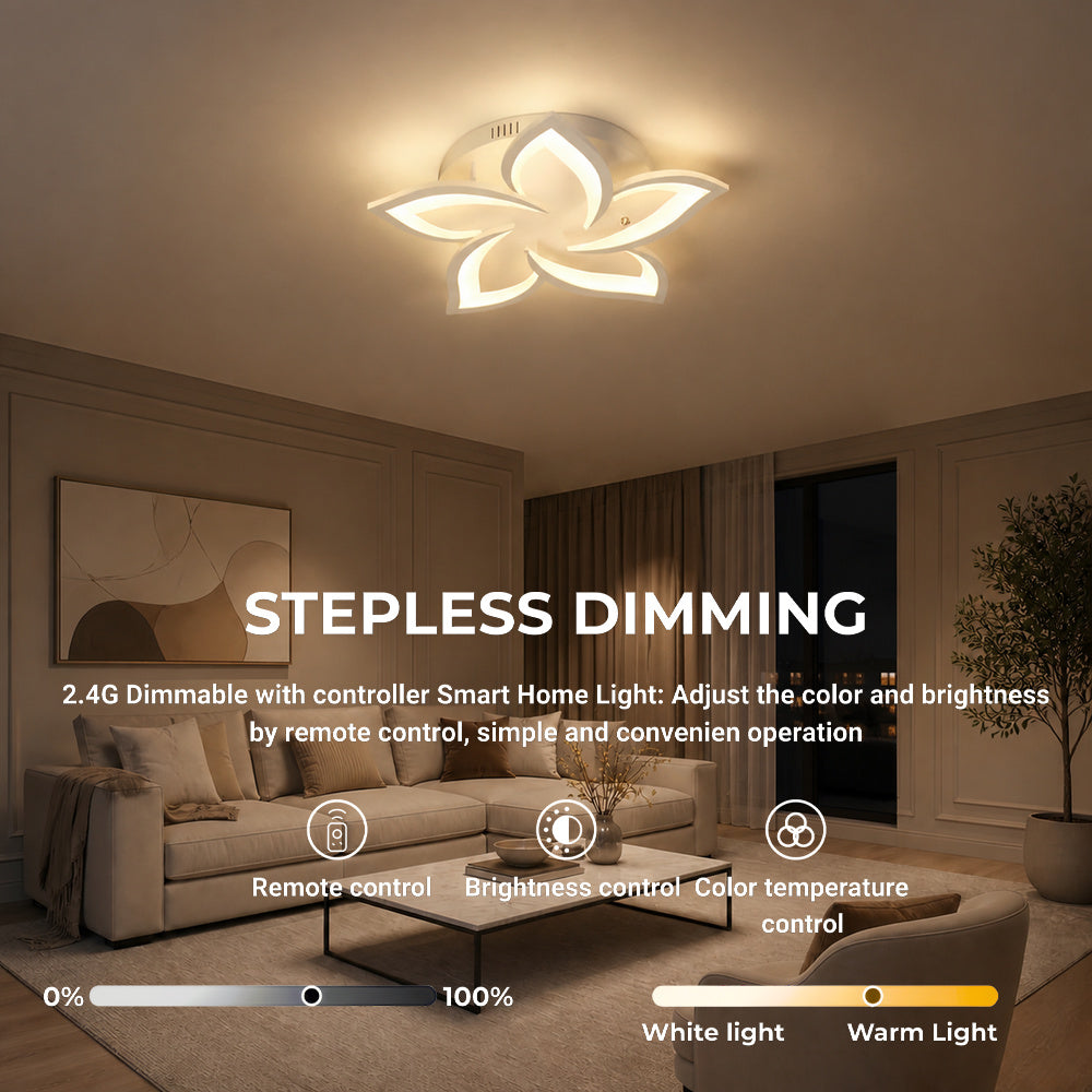 Lustra LED cu telecomanda LOTUS 54W, 5 Petale, lumina Rece/Calda/Neutra, Dimabila, Alb, imaginea 4