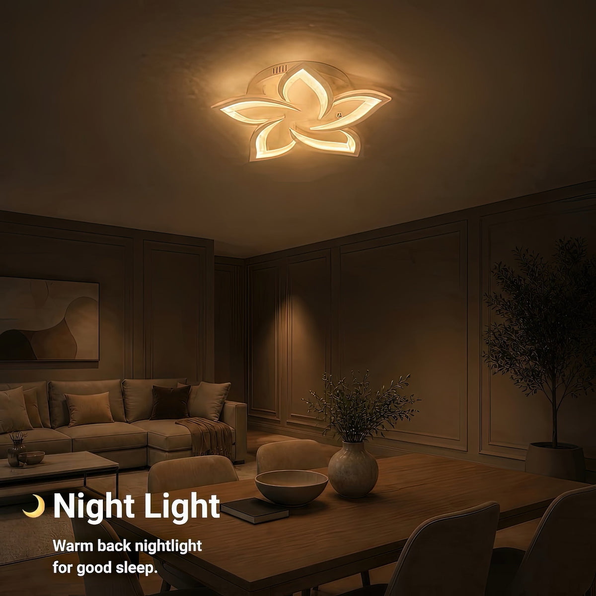 Lustra LED cu telecomanda LOTUS 54W, 5 Petale, lumina Rece/Calda/Neutra, Dimabila, Alb, imaginea 6