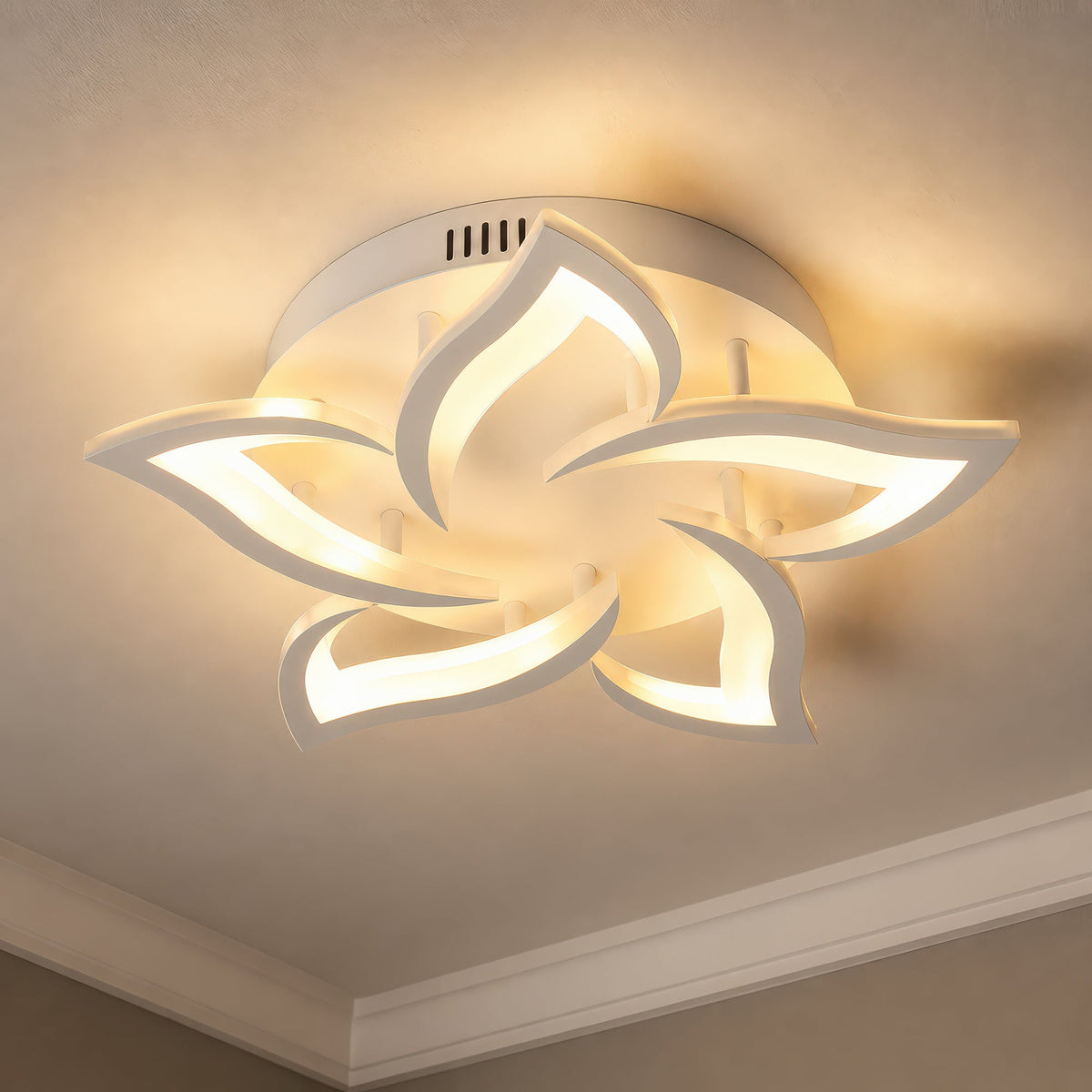 Lustra LED cu telecomanda LOTUS 54W, 5 Petale, lumina Rece/Calda/Neutra, Dimabila, Alb, imaginea 8