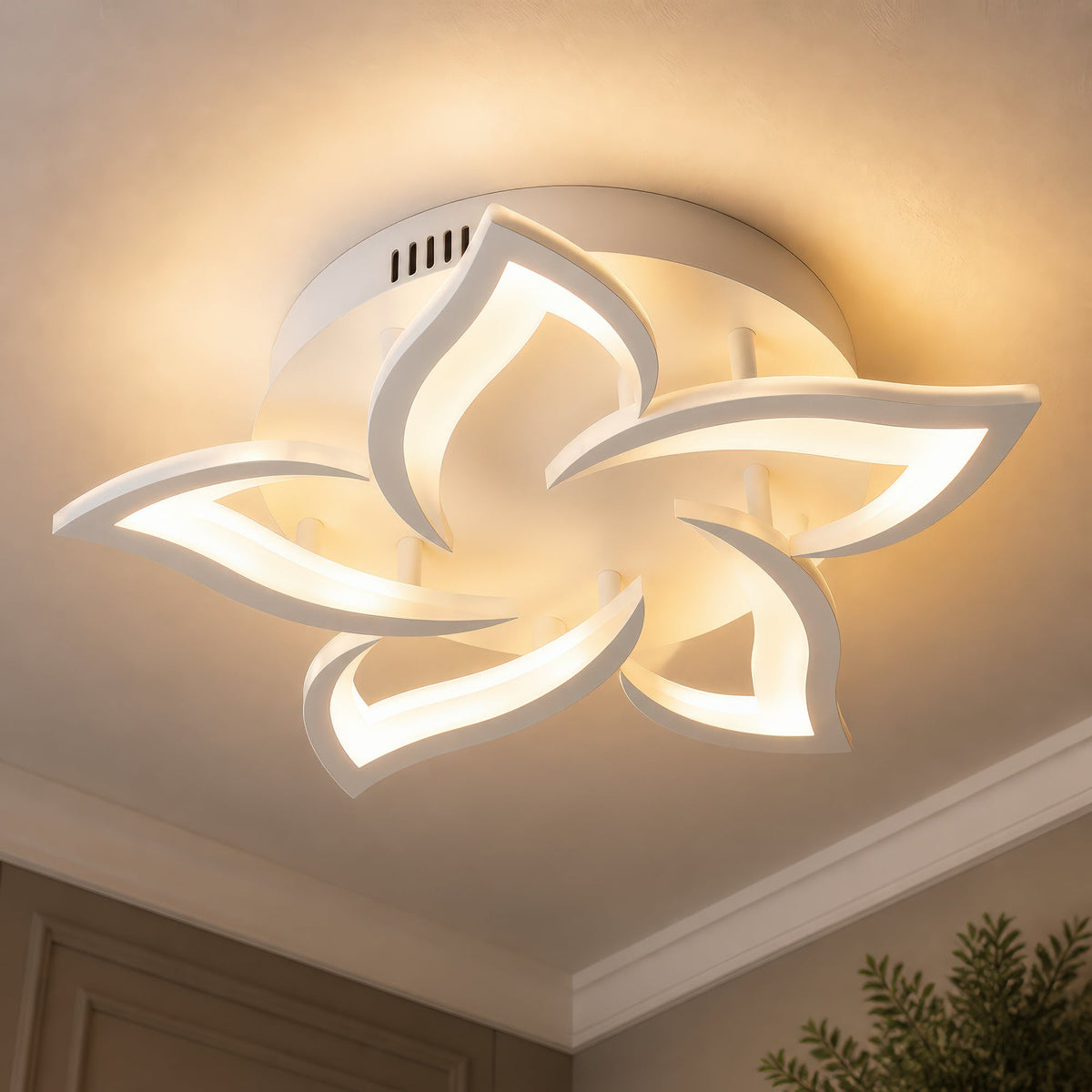 Lustra LED cu telecomanda LOTUS 54W, 5 Petale, lumina Rece/Calda/Neutra, Dimabila, Alb, imaginea 9