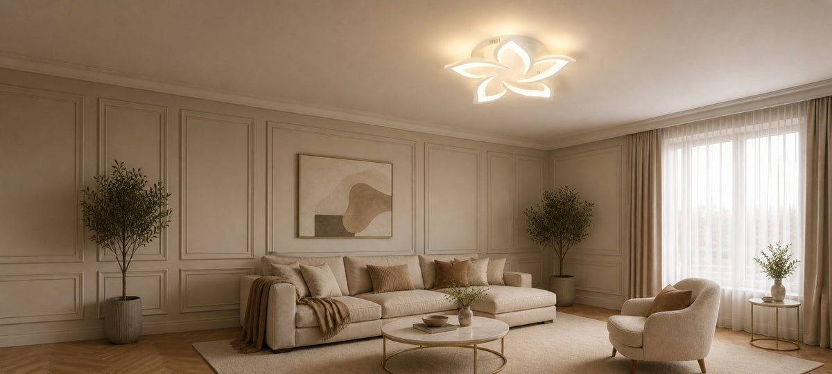 Lustra LED cu telecomanda LOTUS 54W, 5 Petale, lumina Rece/Calda/Neutra, Dimabila, Alb, imaginea 14