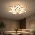 Lustra LED cu telecomanda LOTUS 91W, 9 Petale, lumina Rece/Calda/Neutra, Dimabila, Alb