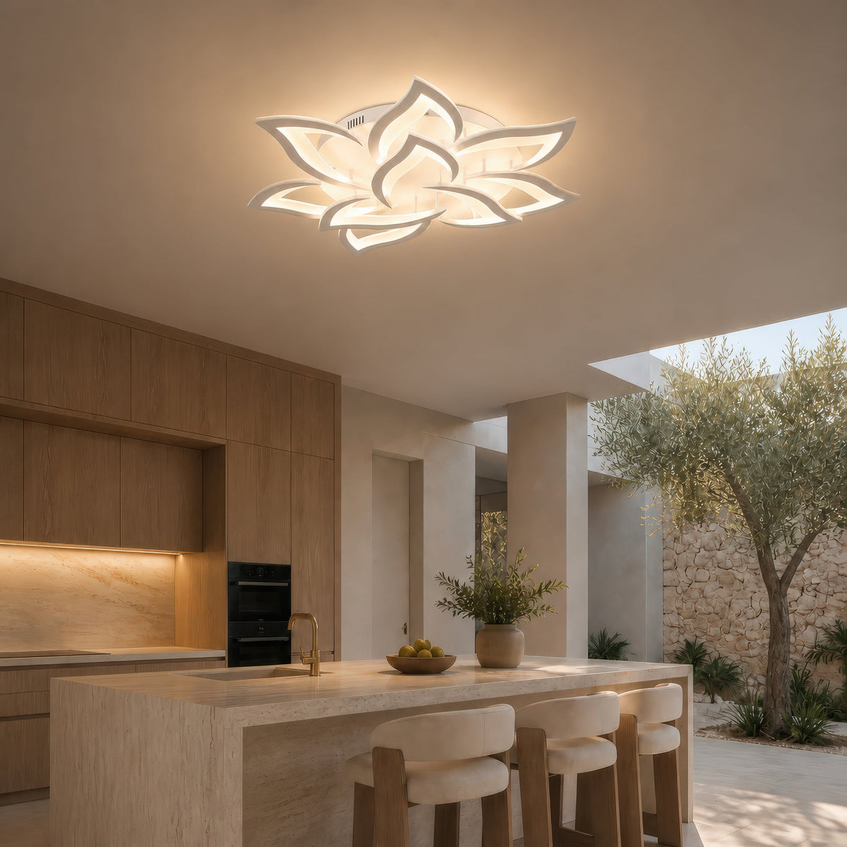 Lustra LED cu telecomanda LOTUS 91W, 9 Petale, lumina Rece/Calda/Neutra, Dimabila, Alb, imaginea 13