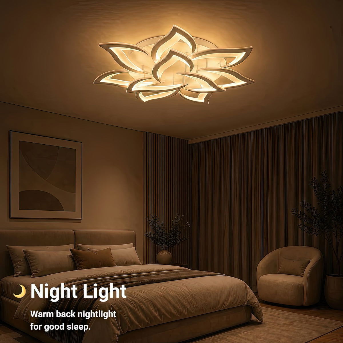 Lustra LED cu telecomanda LOTUS 91W, 9 Petale, lumina Rece/Calda/Neutra, Dimabila, Alb, imaginea 7