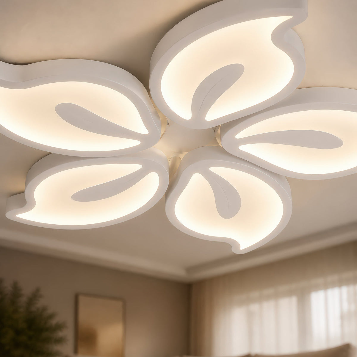Lustra LED cu telecomanda JASMINE 73W, 5 Petale, lumina Rece/Calda/Neutra, Dimabila, Alb, imaginea 9
