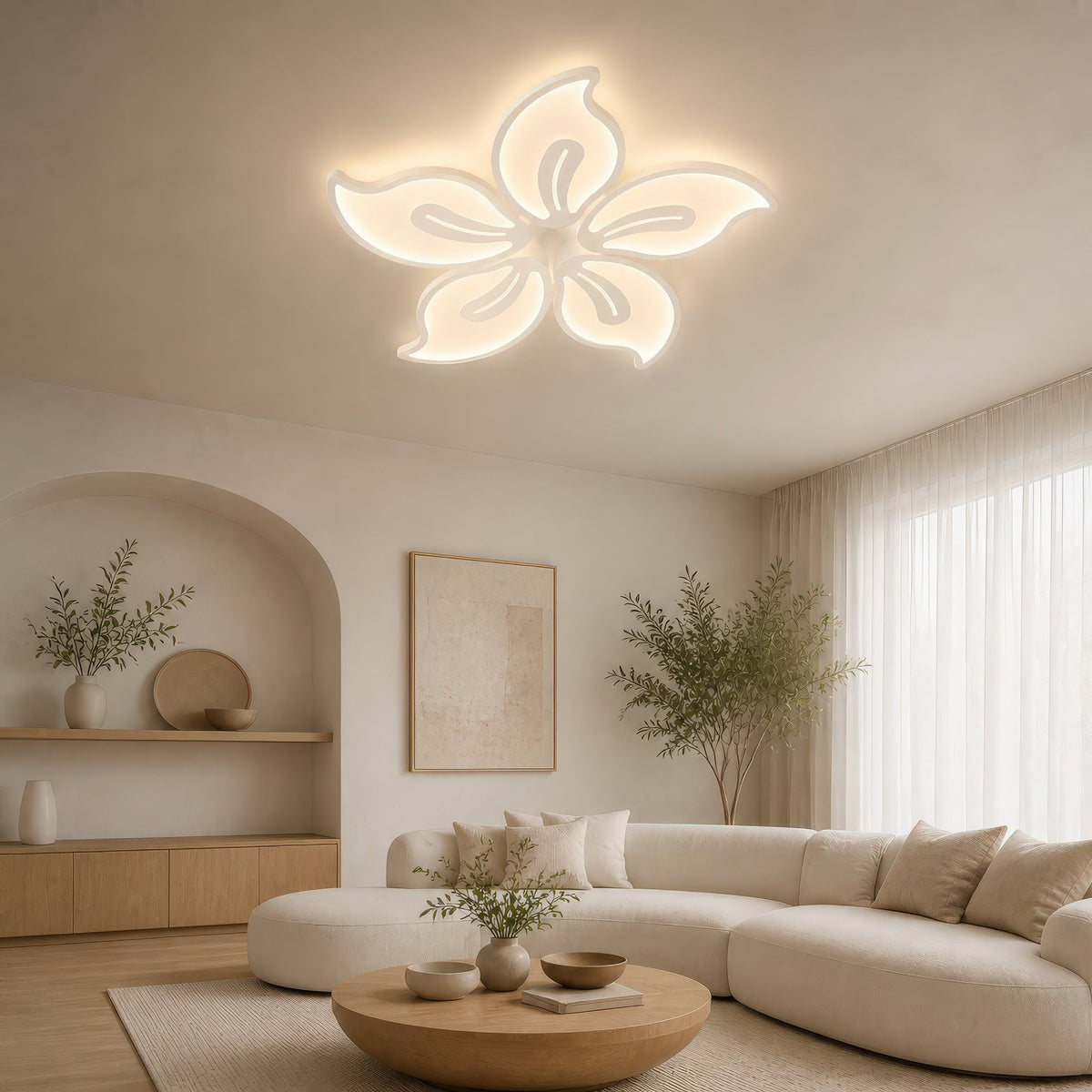 Lustra LED cu telecomanda JASMINE 73W, 5 Petale, lumina Rece/Calda/Neutra, Dimabila, Alb, imaginea 10