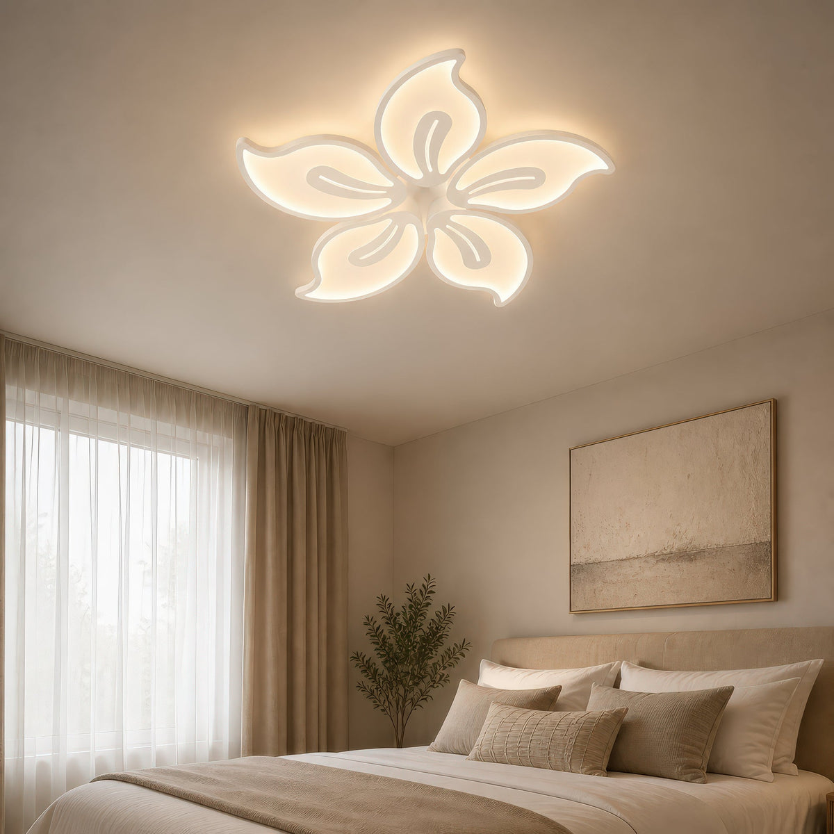 Lustra LED cu telecomanda JASMINE 73W, 5 Petale, lumina Rece/Calda/Neutra, Dimabila, Alb, imaginea 11