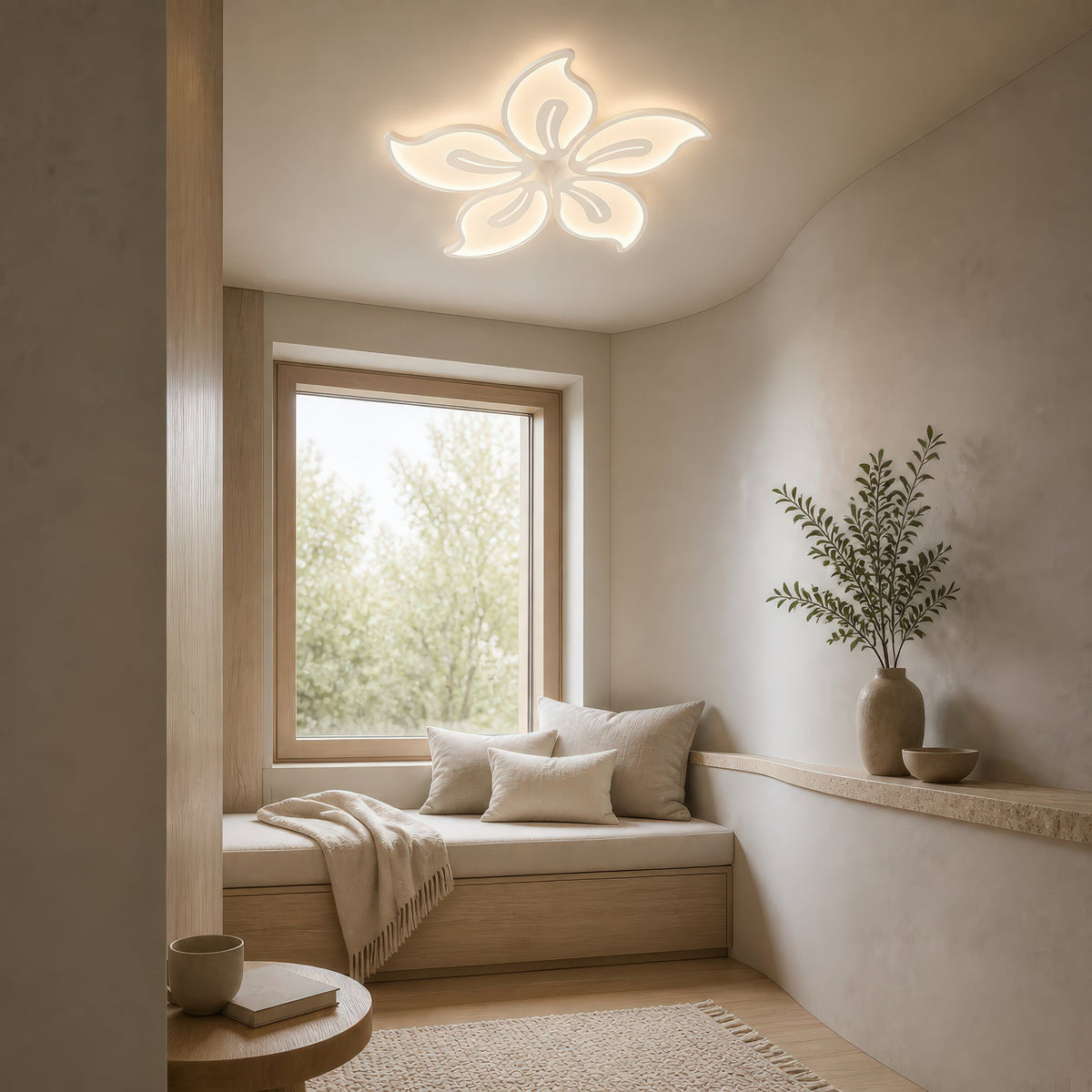 Lustra LED cu telecomanda JASMINE 73W, 5 Petale, lumina Rece/Calda/Neutra, Dimabila, Alb, imaginea 12