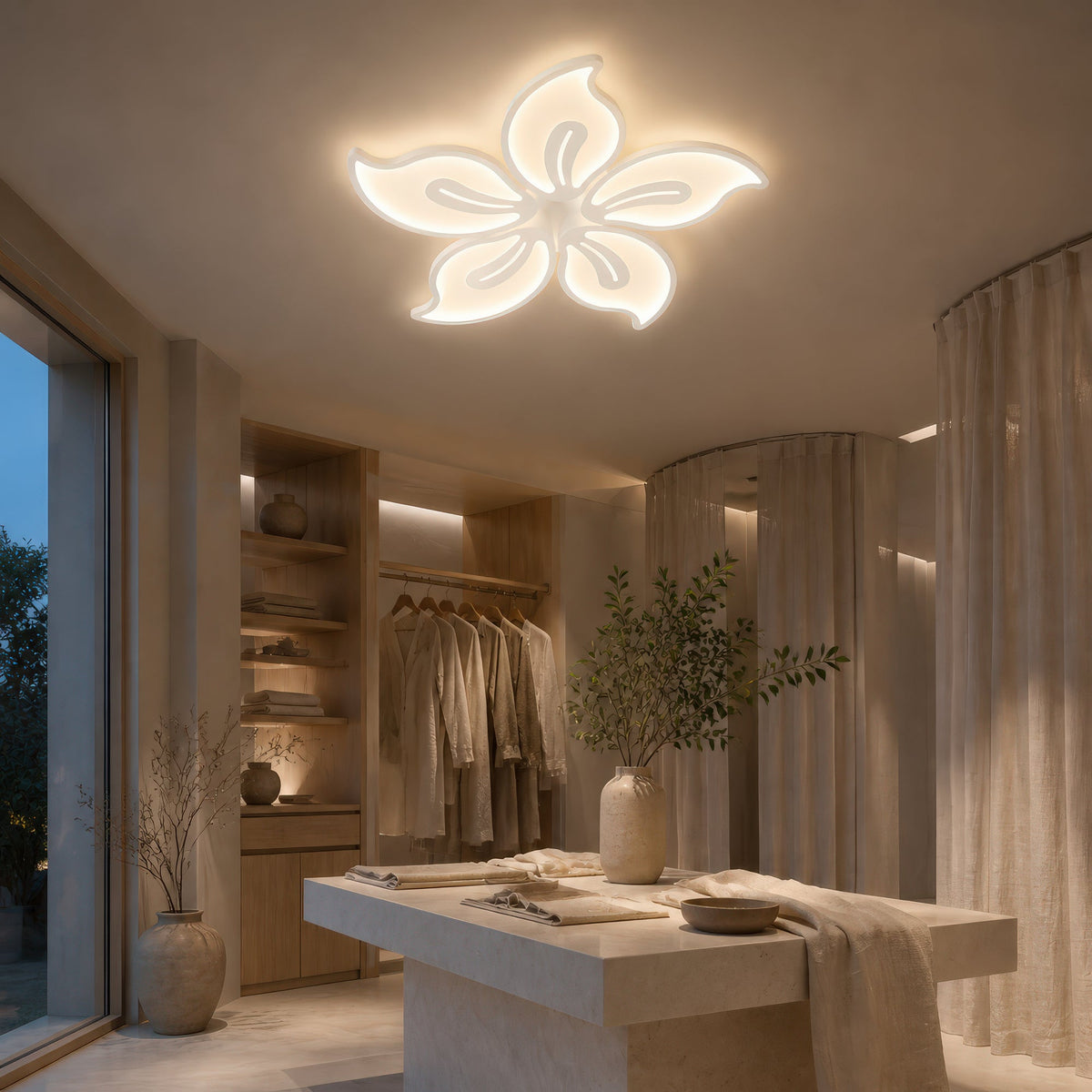 Lustra LED cu telecomanda JASMINE 73W, 5 Petale, lumina Rece/Calda/Neutra, Dimabila, Alb, imaginea 13
