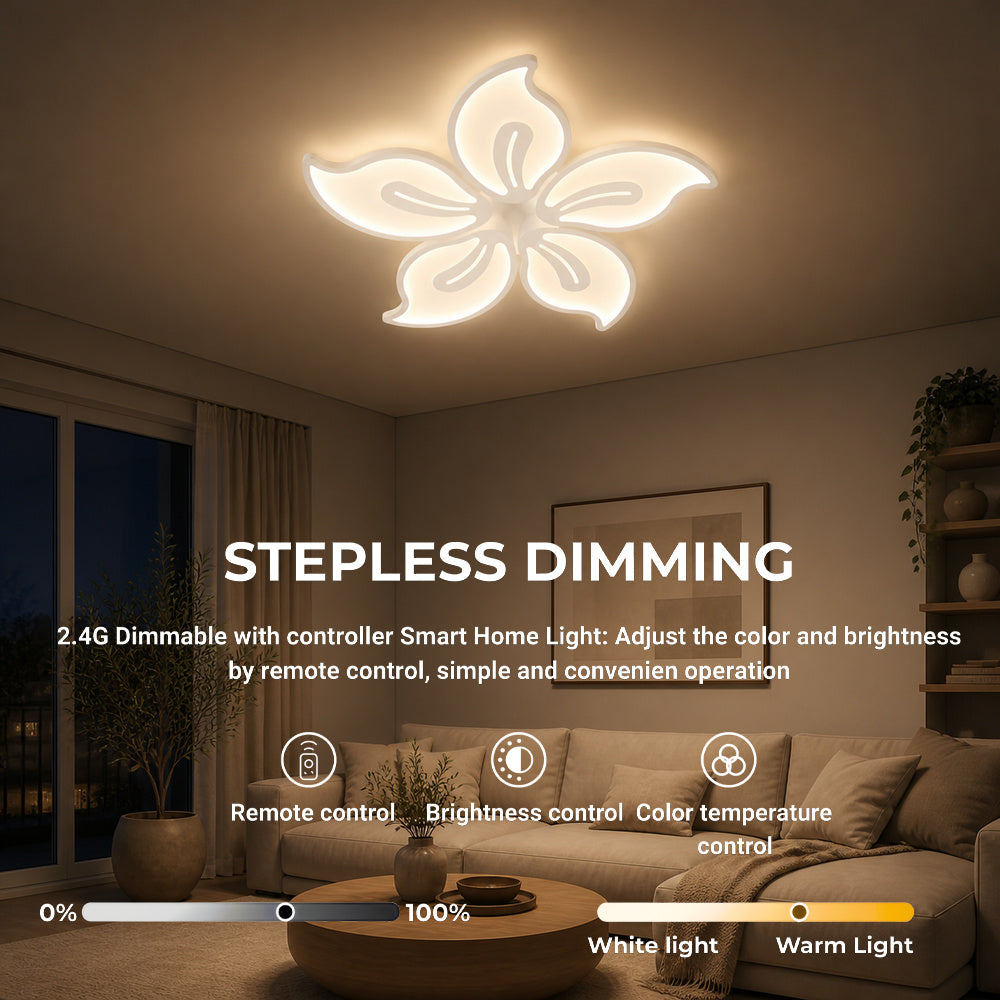 Lustra LED cu telecomanda JASMINE 73W, 5 Petale, lumina Rece/Calda/Neutra, Dimabila, Alb, imaginea 5