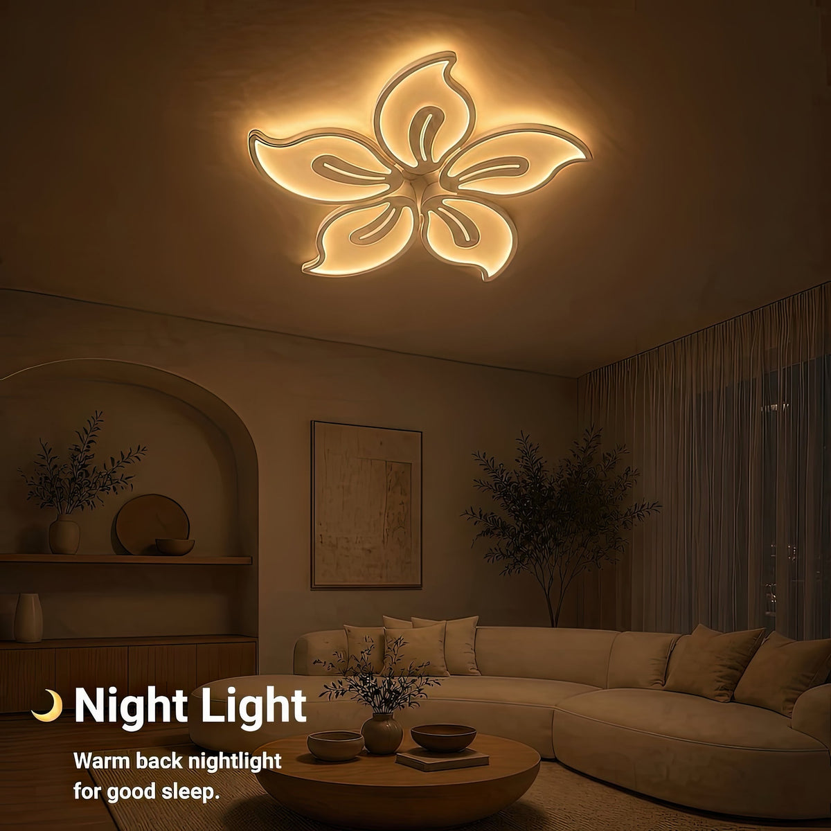 Lustra LED cu telecomanda JASMINE 73W, 5 Petale, lumina Rece/Calda/Neutra, Dimabila, Alb, imaginea 7