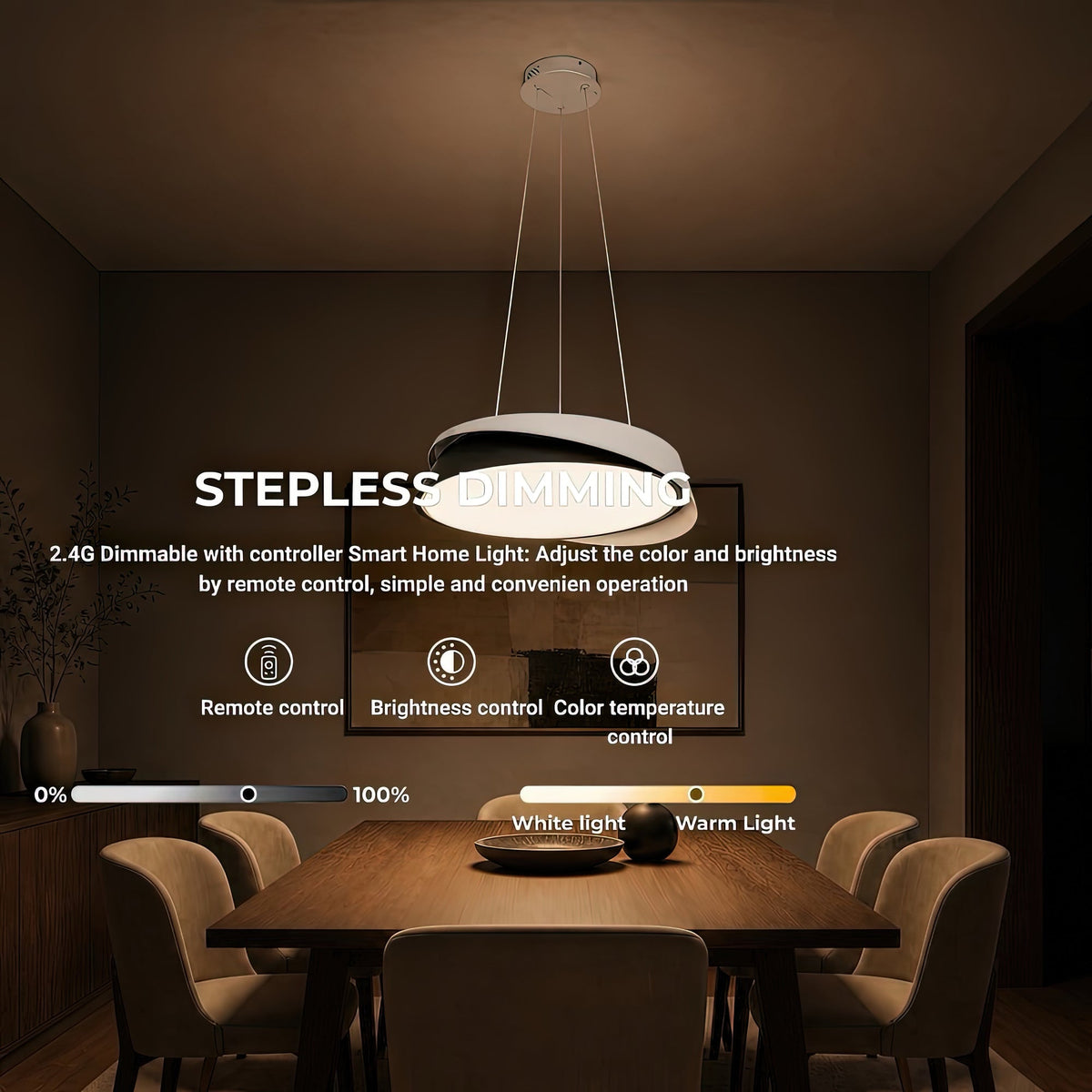 Lustra LED cu telecomanda SCHECTE, 3000K/4000K/6000K, 96W, Metal și Plastic, Alba+Neagra