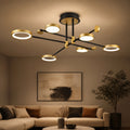 Lustra LED cu Telecomanda MARIA, 6 Elemente, 31W, Lumina Calda/Rece/Neutra 3000K/4000K/6000K, Dimabila, Auriu si Negru, Metal