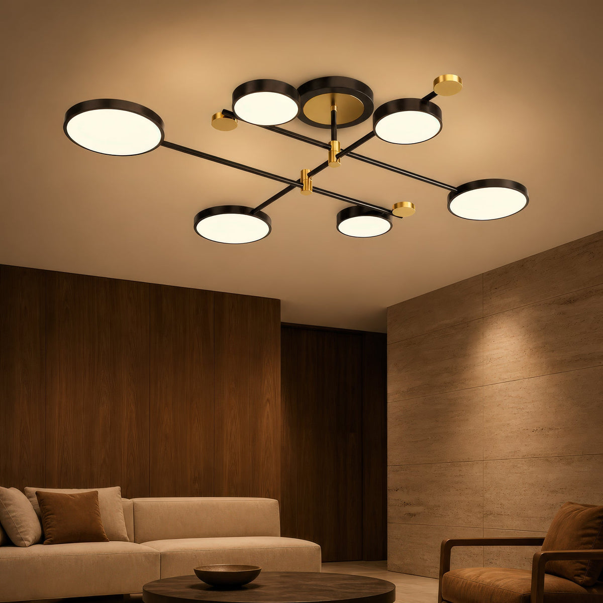 Lustra LED cu Telecomnda MARIA, 31W, 6 Elemente, Lumina Calda/Rece/Neutra, Dimabila, Negru