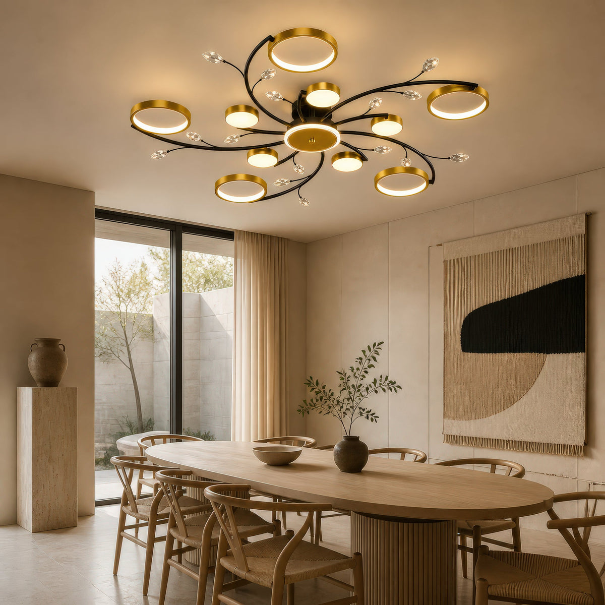 Lustra LED cu Telecomanda KARINA, 68W, 10 Elemente, Lumina Calda/Rece/Neutra, Dimabila, Auriu, imaginea 10