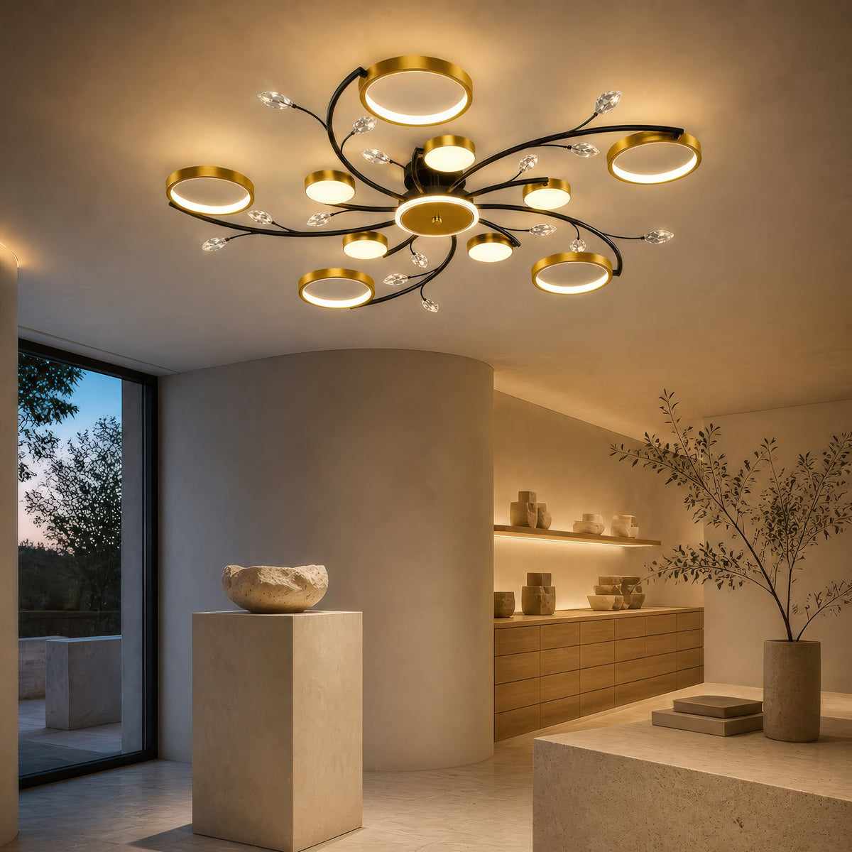 Lustra LED cu Telecomanda KARINA, 68W, 10 Elemente, Lumina Calda/Rece/Neutra, Dimabila, Auriu, imaginea 11