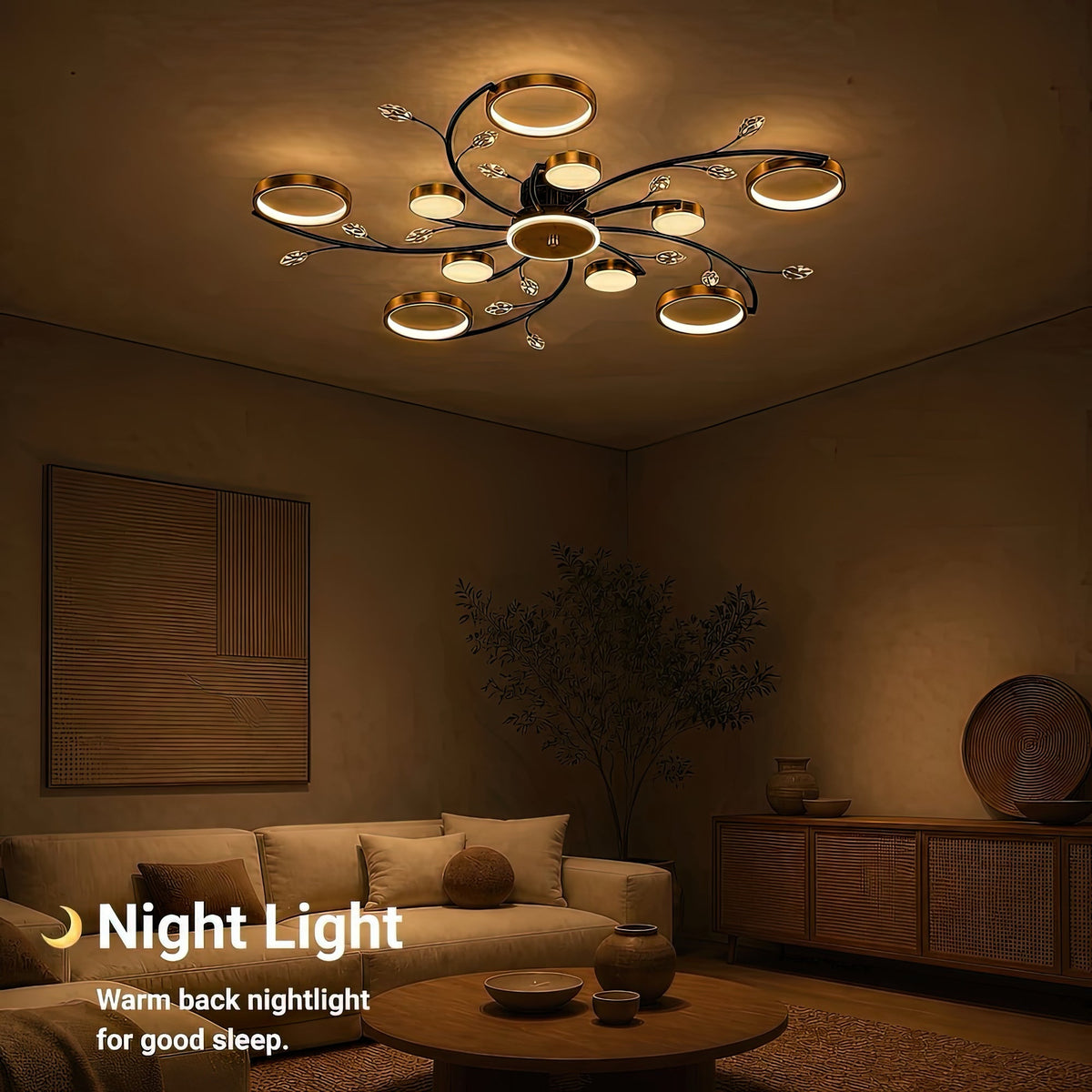 Lustra LED cu Telecomanda KARINA, 68W, 10 Elemente, Lumina Calda/Rece/Neutra, Dimabila, Auriu, imaginea 5