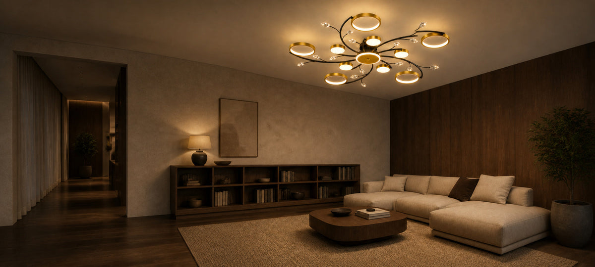 Lustra LED cu Telecomanda KARINA, 68W, 10 Elemente, Lumina Calda/Rece/Neutra, Dimabila, Auriu, imaginea 13