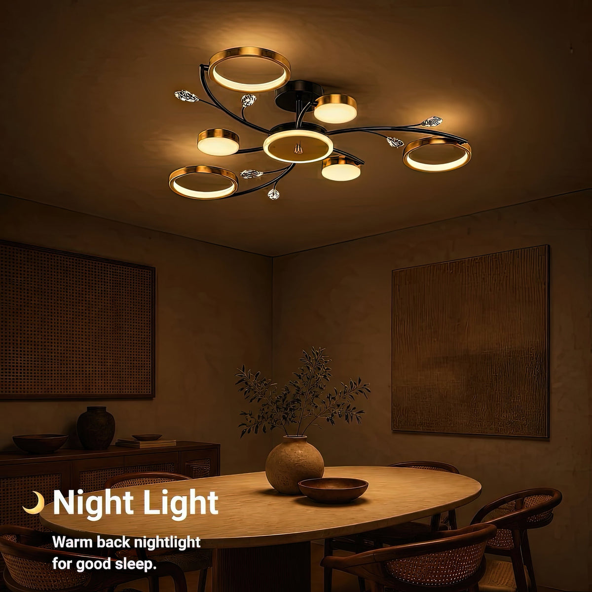 Lustra LED cu Telecomanda KARINA, 26W, 6 Elemente, Lumina Calda/Rece/Neutra, Dimabila, Auriu, imaginea 6