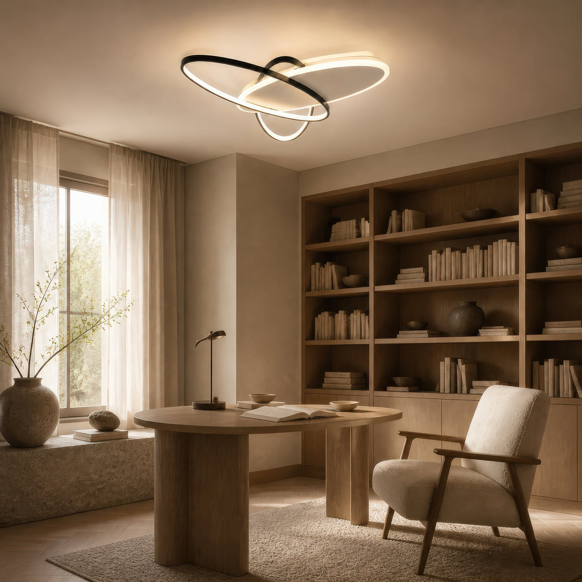 Lustra LED cu telecomanda LIGURIA 77W, 3 Ovale, lumina Rece/Calda/Neutra, Dimabila, Negru Alb, imaginea 7
