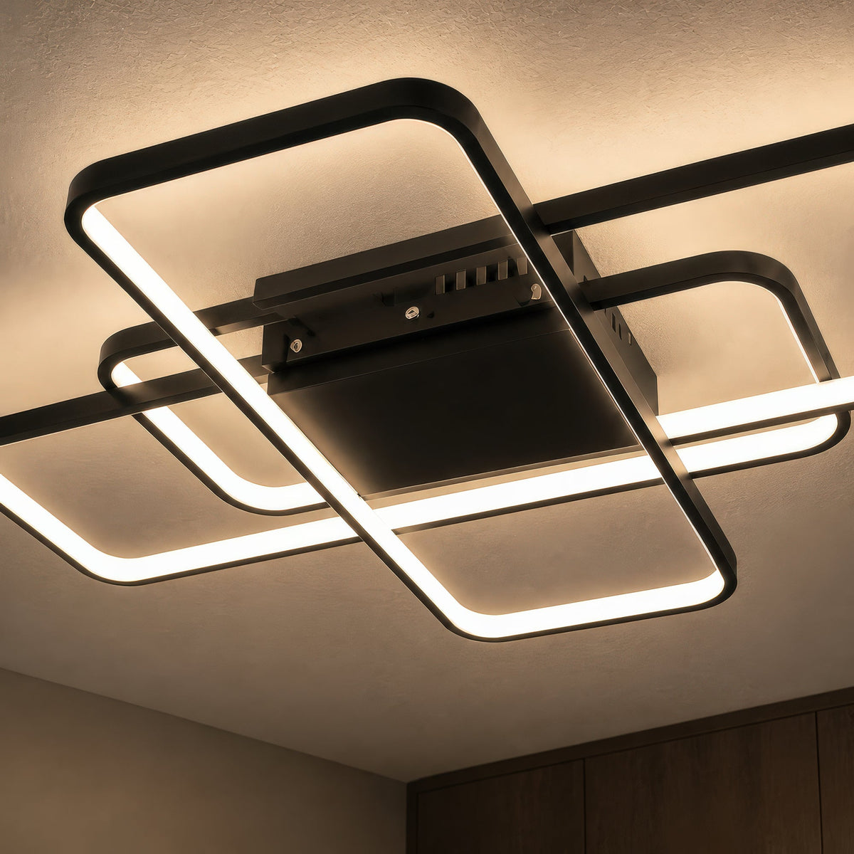 Lustra LED IANUSIS cu telecomanda  95W, 3 Elemente, lumina Rece/Calda/Neutra, Dimabila, Negru, imaginea 2