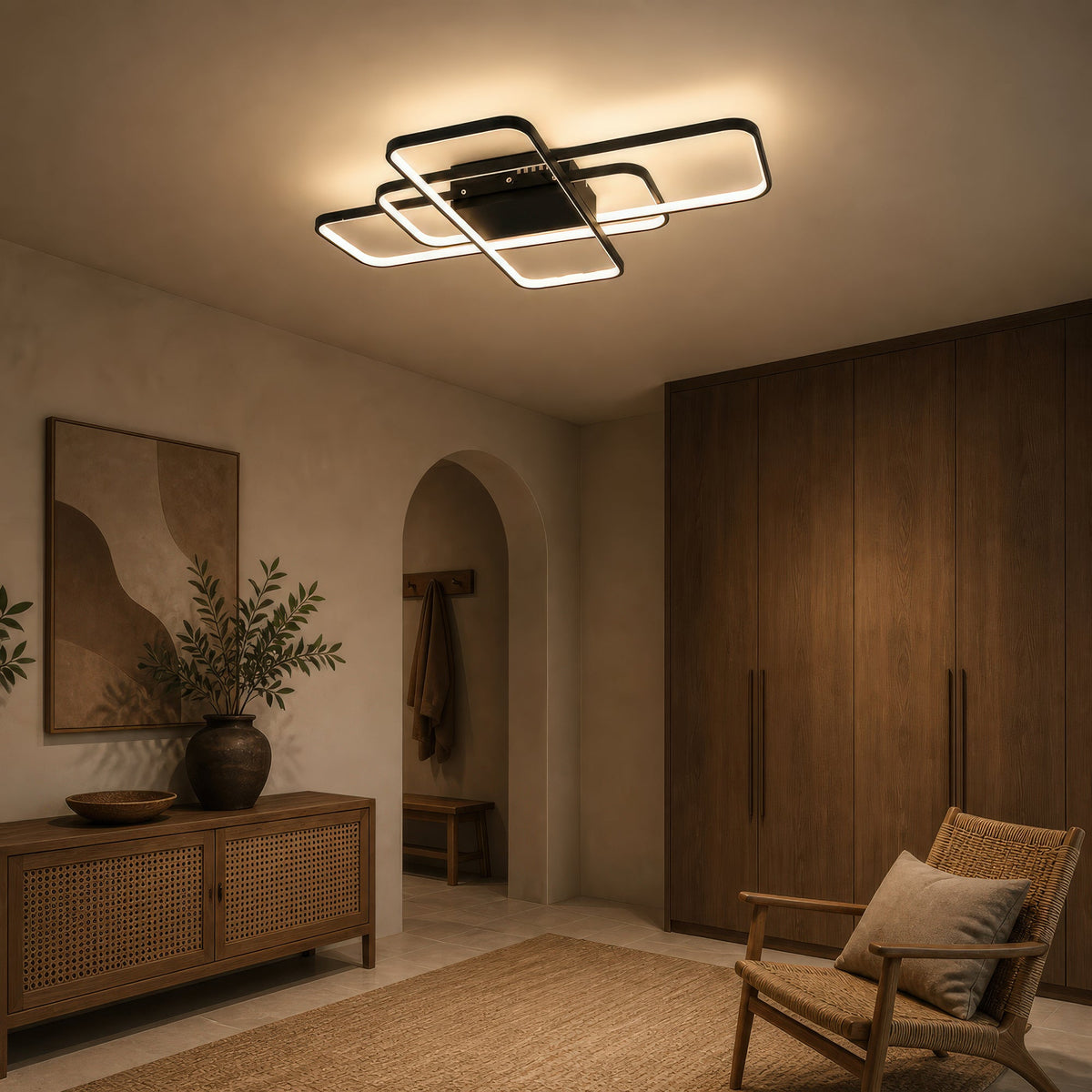 Lustra LED IANUSIS cu telecomanda  95W, 3 Elemente, lumina Rece/Calda/Neutra, Dimabila, Negru, imaginea 10