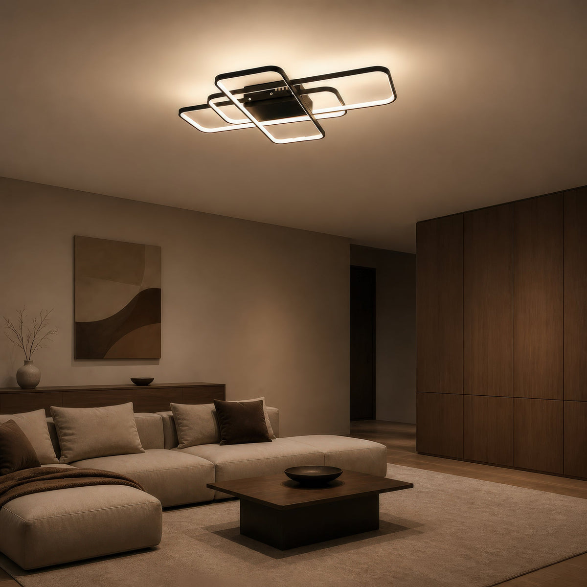 Lustra LED IANUSIS cu telecomanda  95W, 3 Elemente, lumina Rece/Calda/Neutra, Dimabila, Negru, imaginea 11