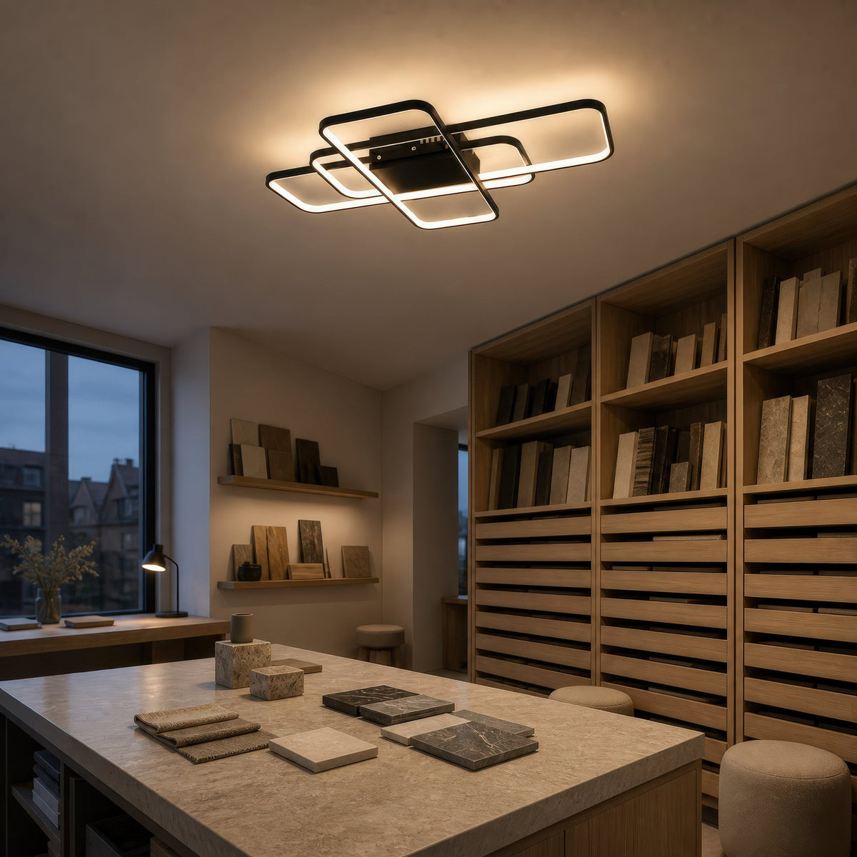 Lustra LED IANUSIS cu telecomanda  95W, 3 Elemente, lumina Rece/Calda/Neutra, Dimabila, Negru, imaginea 13