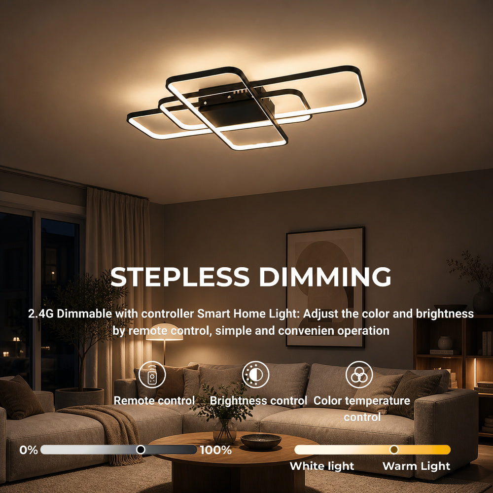Lustra LED IANUSIS cu telecomanda  95W, 3 Elemente, lumina Rece/Calda/Neutra, Dimabila, Negru, imaginea 4