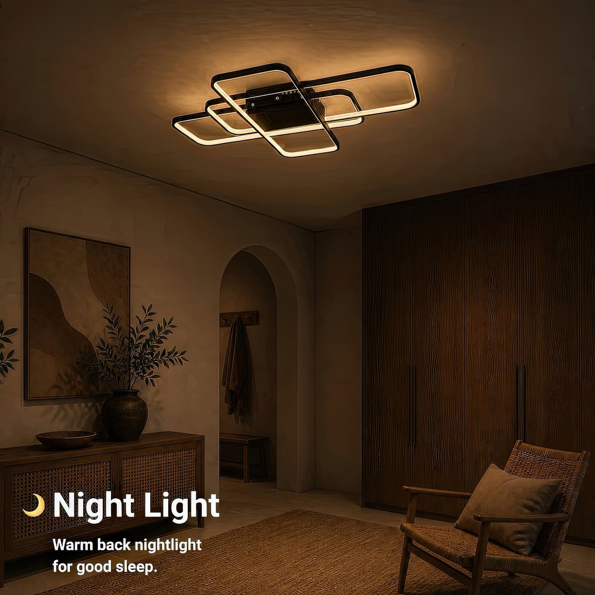 Lustra LED IANUSIS cu telecomanda  95W, 3 Elemente, lumina Rece/Calda/Neutra, Dimabila, Negru, imaginea 6
