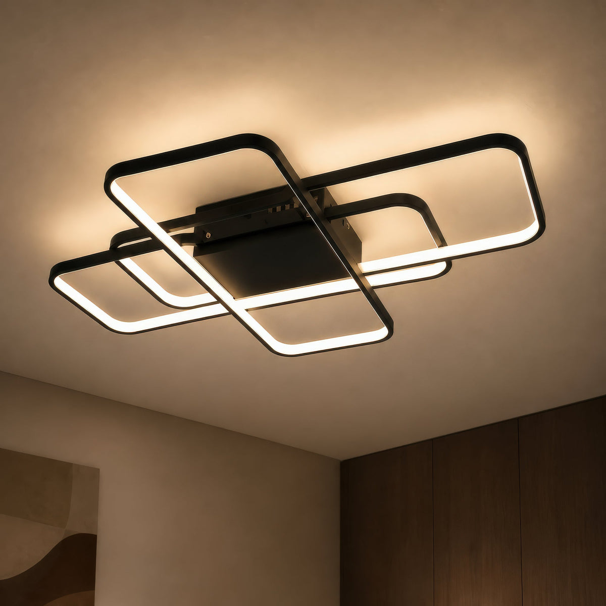 Lustra LED IANUSIS cu telecomanda  95W, 3 Elemente, lumina Rece/Calda/Neutra, Dimabila, Negru, imaginea 9