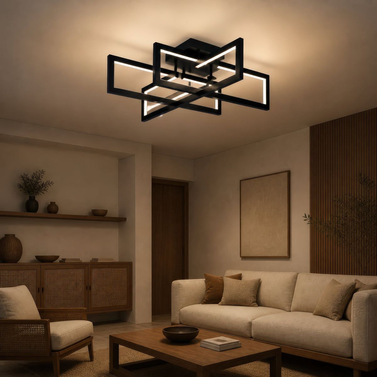 Lustra LED cu telecomanda 96W, 4 Elemente, lumina Rece/Calda/Neutra, Dimabila, Negru, imaginea 10