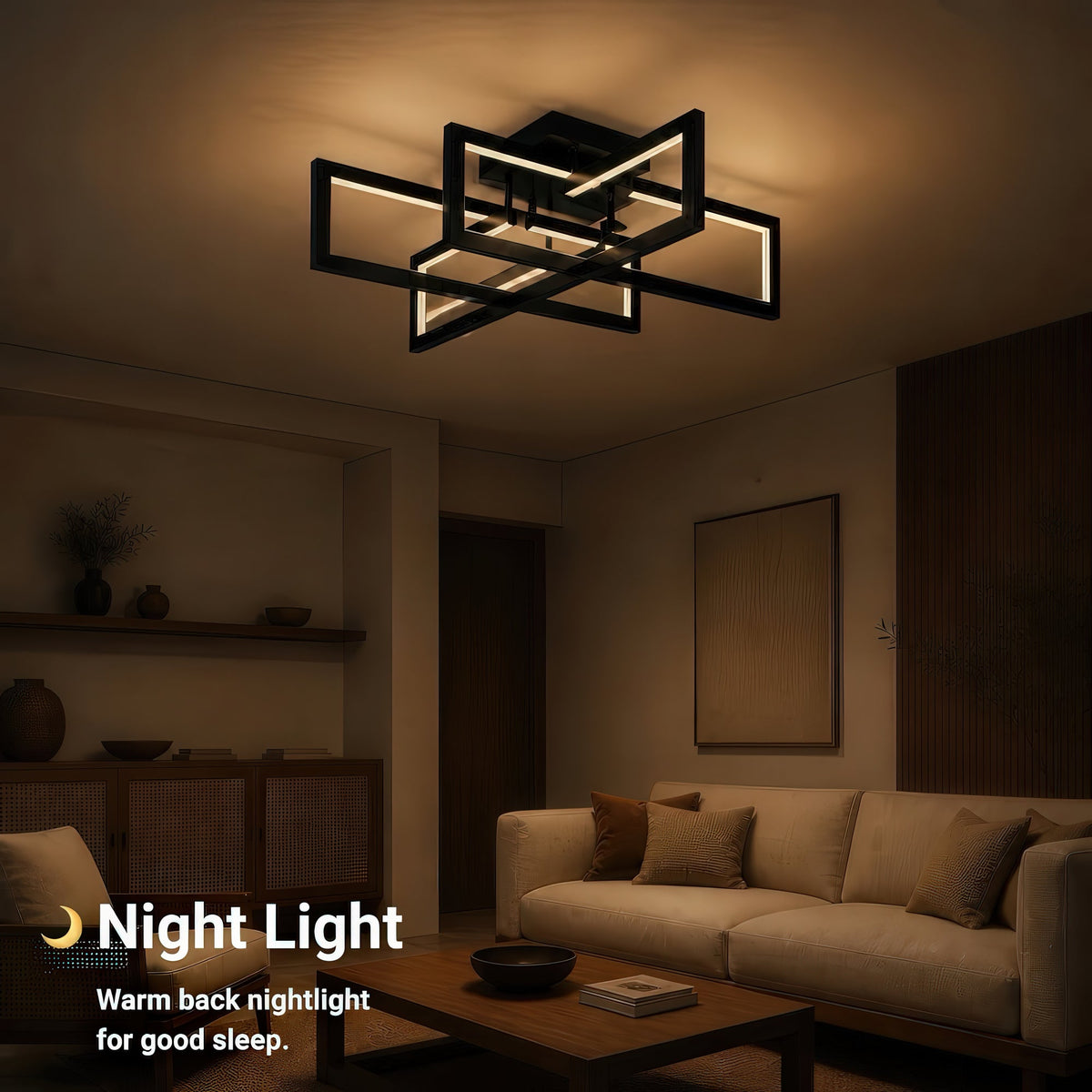 Lustra LED cu telecomanda 96W, 4 Elemente, lumina Rece/Calda/Neutra, Dimabila, Negru, imaginea 7