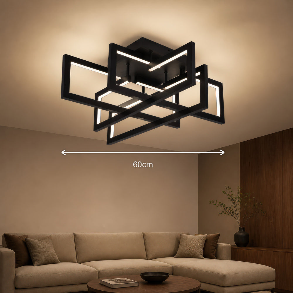 Lustra LED cu telecomanda 96W, 4 Elemente, lumina Rece/Calda/Neutra, Dimabila, Negru, imaginea 8