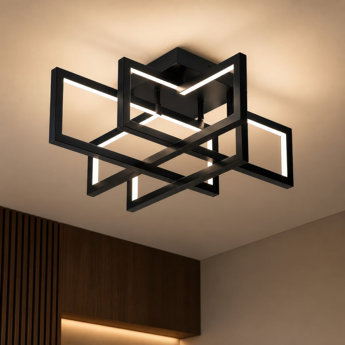 Lustra LED cu telecomanda 96W, 4 Elemente, lumina Rece/Calda/Neutra, Dimabila, Negru, imaginea 9