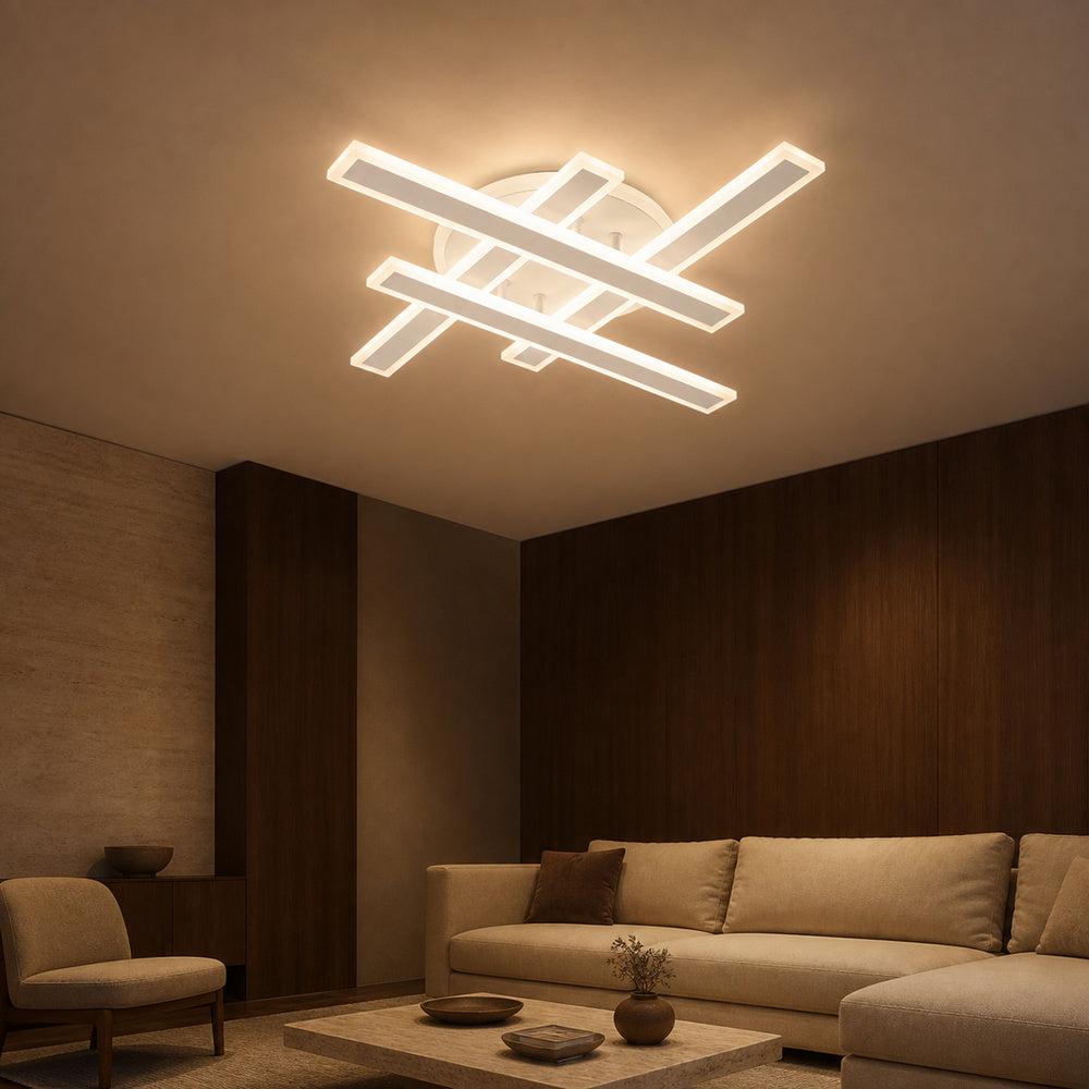 Lustra LED cu Telecomanda ZYRON Magno, 79W, 46x5.5x7.5, Lumina Rece/Calda/Neutra, Dimabila, Alb, Metal, Plexiglas