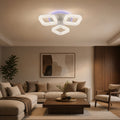 Lustra LED RENATO Nobile cu telecomanda si cristal, 39W, 3 Patrate, Lumina Rece/Calda/Neutra, Dimabila, Alb