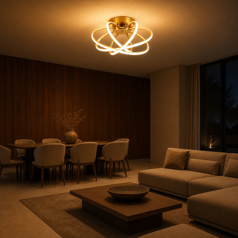 Lustra LED cu Telecomanda LT770/500GD, 45W, Lumina Calda/Rece/Neutra 3000K/4000K/6000K, Dimabila, Aurium Metal