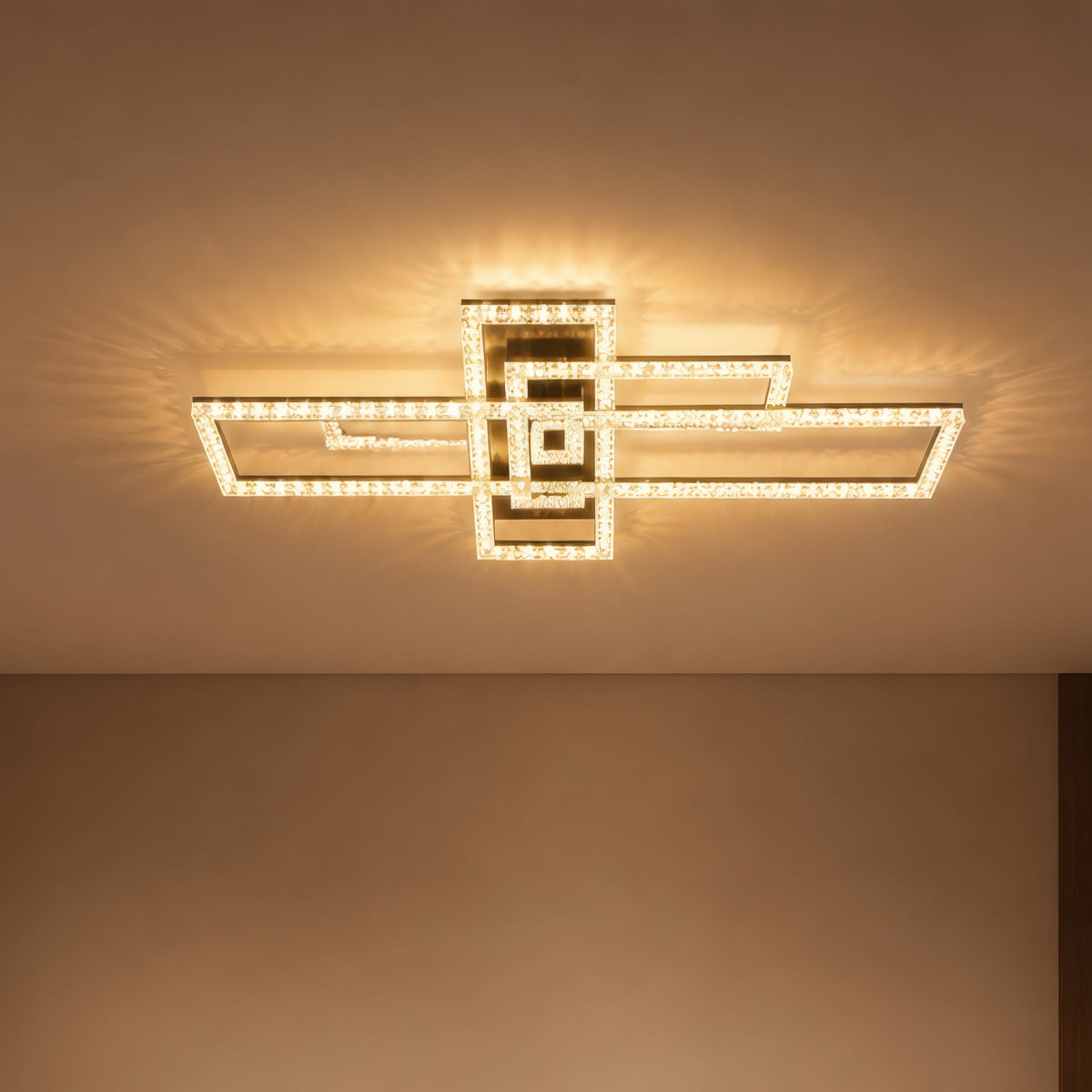 Lustra LED cu telecomanda SUKING, 3 surse, 3000K/4000K/6000K, 120W, Metal și Acrilic, Negru