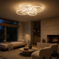 Lustra LED cu telecomanda  BETTY 127W, 8 Cercuri, lumina Rece/Calda/Neutra, Dimabila, Alb