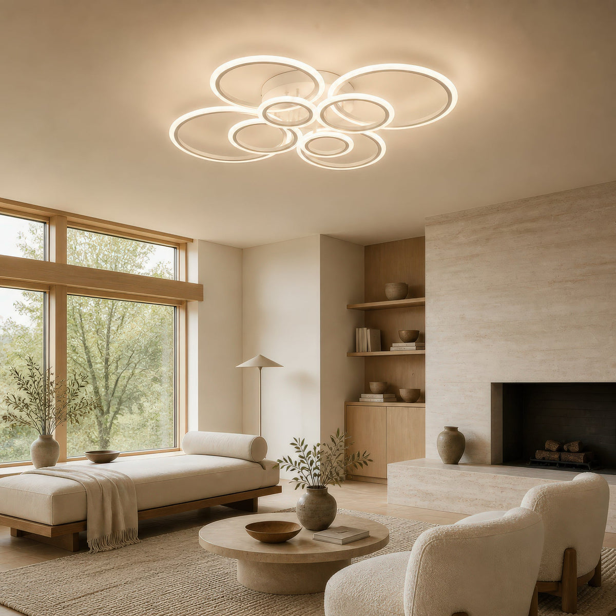Lustra LED cu telecomanda  BETTY 127W, 8 Cercuri, lumina Rece/Calda/Neutra, Dimabila, Alb, imaginea 6